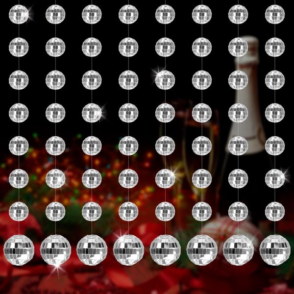 QWORK Mini Disco Ball Ornaments,1 Inch & 2 Inch Sizes, Ideal for Parties, Weddings, and DIY Decorations, Durable and Reusable, 8 Pcs