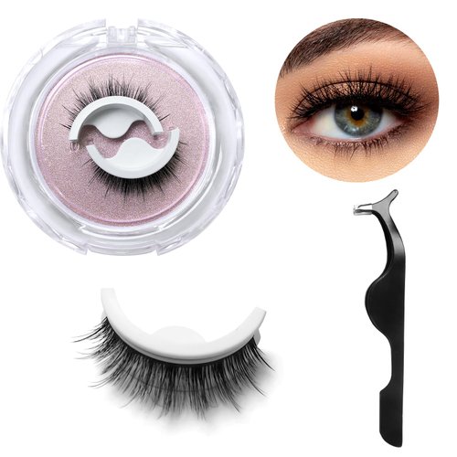 Bellelfin Self Adhesive Eyelashes, 2Pcs Eyelashes Natural Look Reusable Self Adhesive False Eyelashes 12MM Stick Fake Eye Lashes for Women Girls DIY Eye Lash Extensions#3D06