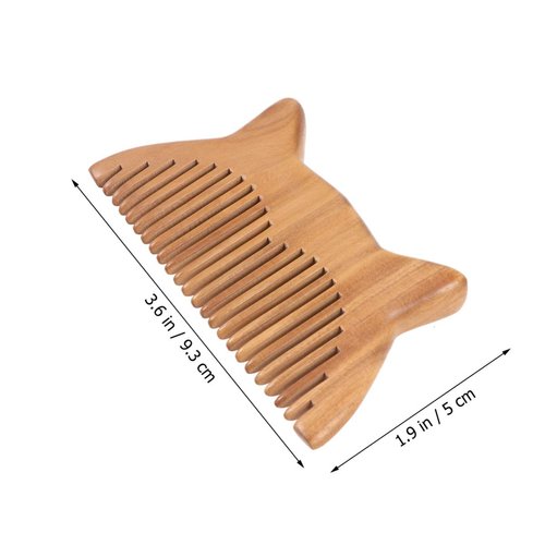 Beaupretty Natural Wooden Wide Tooth Hair Comb Sandalwood Comb Anti-static Wood Comb Cute Cat Ears Comb Hair Brush Pocket Comb