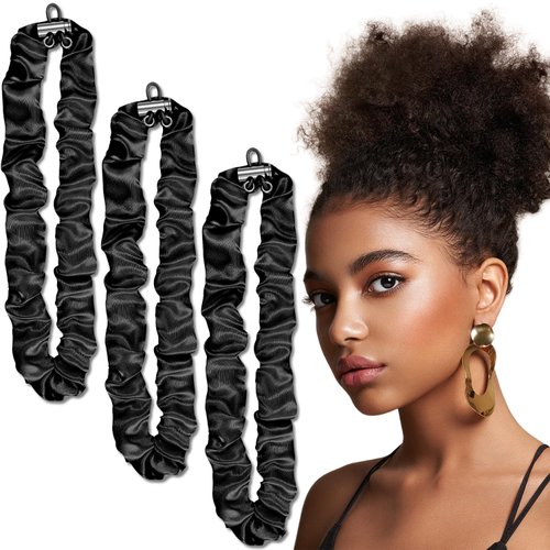 Babalet Adjustable Hair Tie Silk Satin Extra Length Hair Scrunchies No Slip Ouchless Hairband for Women-Stylish, Durable, Easy Use Hair Accessories for Thick Curly Natural Hair, Ponytails, Locs, 3PCS