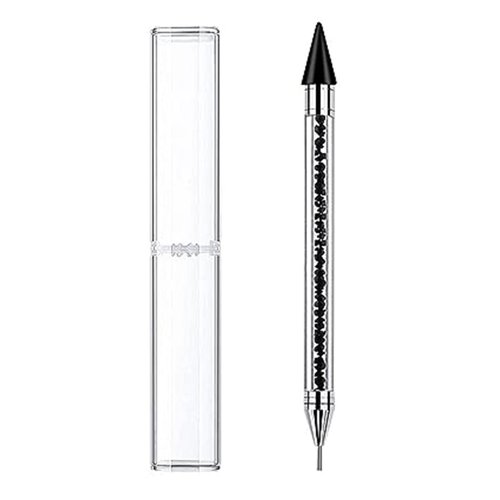 Wax Pencil for Rhinestones,Acrylic Handle Rhinestone Applicator Double Head Dotting Pen Jewel Rhinestone Picker Tool with Storage Case (Black)
