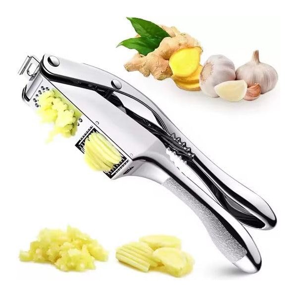 Premium 3-in-1 Garlic Press & Slicer – Heavy-Duty Kitchen Tool, Rust-Proof & Easy to Squeeze! Crush, Slice & Mince Garlic, Ginger and Nuts Effortlessly – Dishwasher Safe & Durable.