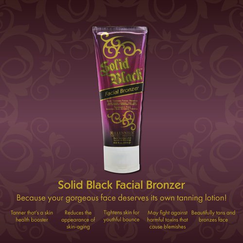 Millennium Tanning Solid Black Facial Bronzer, Skin-Firming Tanning Lotion for Face, 4 ounces