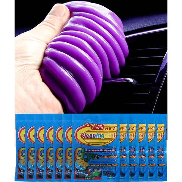 HAKPTRN 12 Pack Car Cleaning Gel, Putty Cleaner for Cars and Keyboard Leather Sofa Car Vent Automotive Dust Car Crevice/Car Accessories for Women Purple 840g