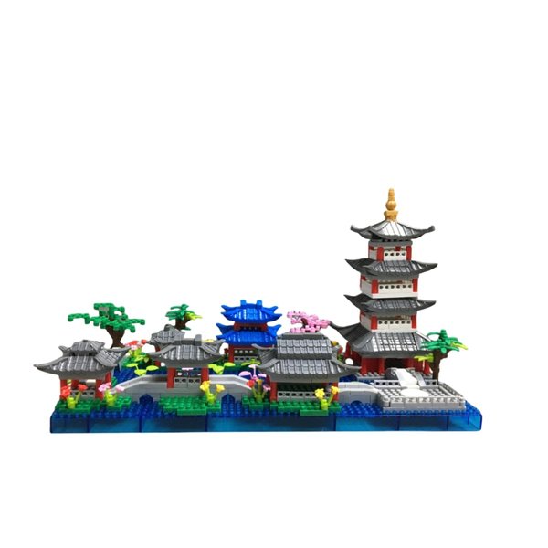 Kadablk Architecture Chinese Style of Suzhou Garden,Hangzhou's West Lake with Iconic pagodas and Stone Bridges Mini Bricks, Asian Style Micro Building Blocks Set,950 PCS for Adults and Kids