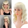 BEHPAY Wig for Women with Bangs Short Wavy Curly Bob Wigs 14 Inch Shoulder Length Synthetic Heat Resistant Wig Daily Party Cosplay Wig