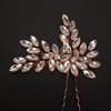 Teyglen Crystal Wedding Hair Pins Rose Gold Rhinestone Bridal Hair Clip Pin Flower Crystal Hair Piece Hair Accessories Jewelry for Women (Rose gold)