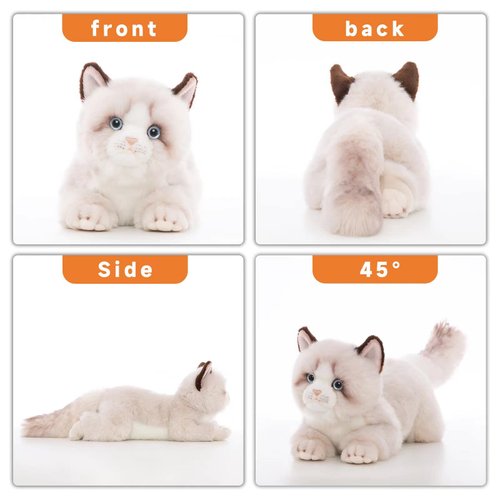 CU-MATE 20 Inch- Gray Ragdoll Cat Plush Stuffed Animal Toys -Realistic Ann Baker Cat Handmade Plush Pet Present Gift with Box