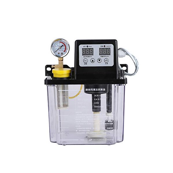 ELEOPTION 110V 1L Dual Digital Display Automatic Lubrication Pump Oiler NC Pump Automatic Cyclic Pump with Pressure Gauge