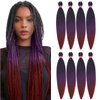FAYETA Ombre Pre Stretched Braiding Hair, 28''-8 packs Silky Color Blend Braid Hair Extensions, 100% Kanekalon Synthetic Crochet Hair Braids, Yaki Texture Hair Braiding (28''-pack of 8, 1b/purple/bug)