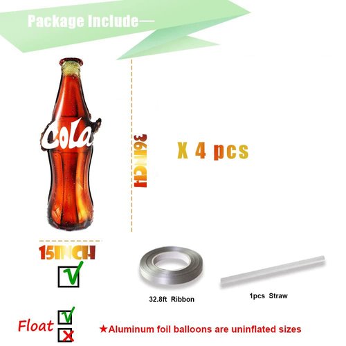 CYMYLAR 4 Pieces Cola Themed Party Balloons Cola Foil Balloons Party Supplies for Birthday Concert Band Bar Stage Music Themed Party Decoratio