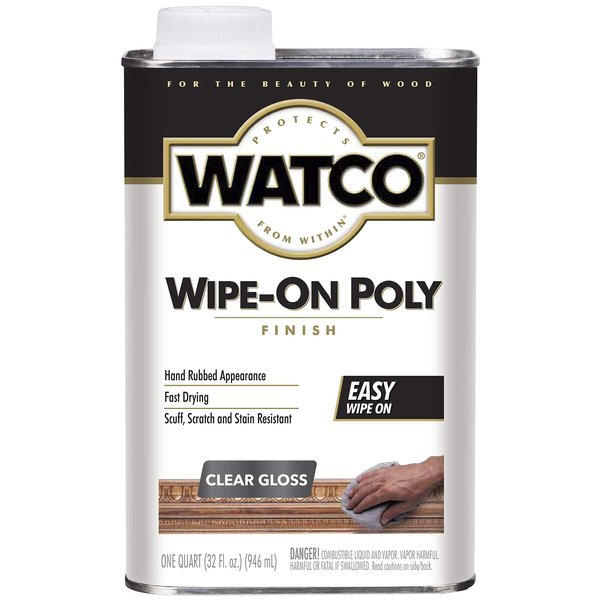 Rust-Oleum Watco 68041 Wipe-On Polyurethane Finish, Quart, Clear Gloss