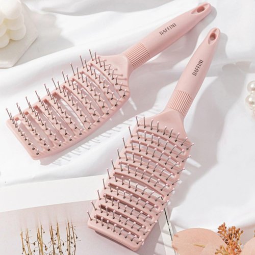 Curved Vented Hair Brush Fast Drying Detangling Massage Brushes for Long Wet Dry Thick Thin Curly Natural Hairs Women| airflow- From easyFlowing Pink Blue Green (Blue)