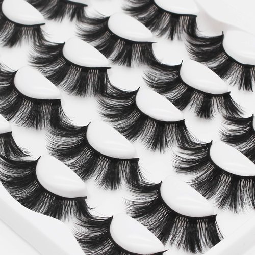 Vayator 10 Pairs 15-20mm 3D Mink Eyelashes Fluffy Dramatic Eyelashes Makeup Wispy Mink Lashes Natural Long False Eyelashes Thick Fake Lashes (C004)