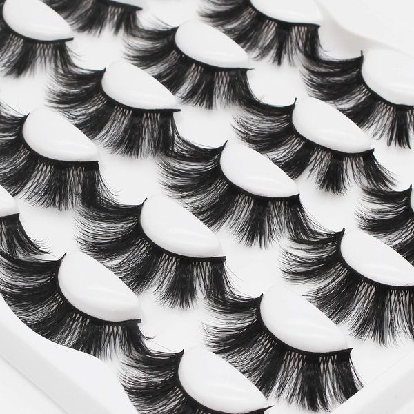 Vayator 10 Pairs 15-20mm 3D Mink Eyelashes Fluffy Dramatic Eyelashes Makeup Wispy Mink Lashes Natural Long False Eyelashes Thick Fake Lashes (C004)