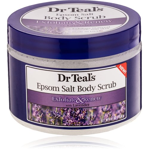 Dr Teal's Pure Epsom Salt Body Scrub, Soothe & Sleep with Lavender Essential Oils, 16 oz