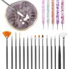 22 Pcs Nail Art Brushes Set, 1 Pcs Resin Nail Art Palette, 15 Pcs Nail Art Brushes, 5 Pcs Nail Art Dotting Pens, A Spatula, Nail Design Tools for Nail Art Home Salon
