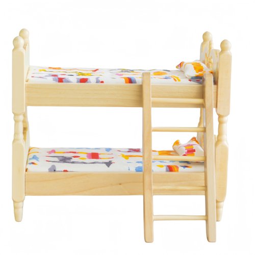 Birostiana Miniature Dollhouse Accessories Miniatures Furniture Wood Bunk Bed Mini Toys DIY Decor Ornament fo Dollhouse Bedroom Party Kit