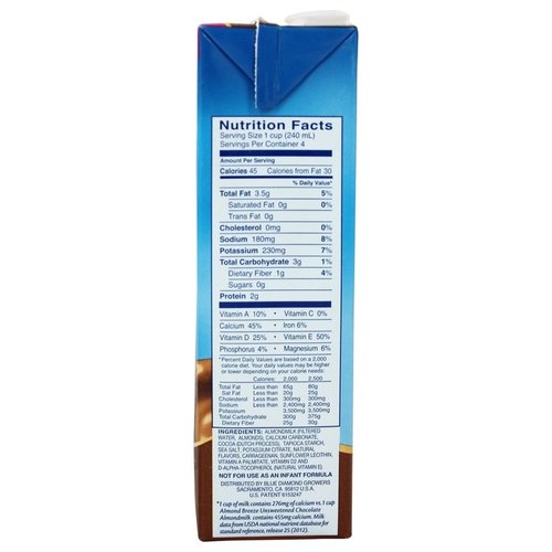 Blue Diamond Growers - Almond Breeze Almond Milk Unsweetened Chocolate - 32 oz. (pack of 2)