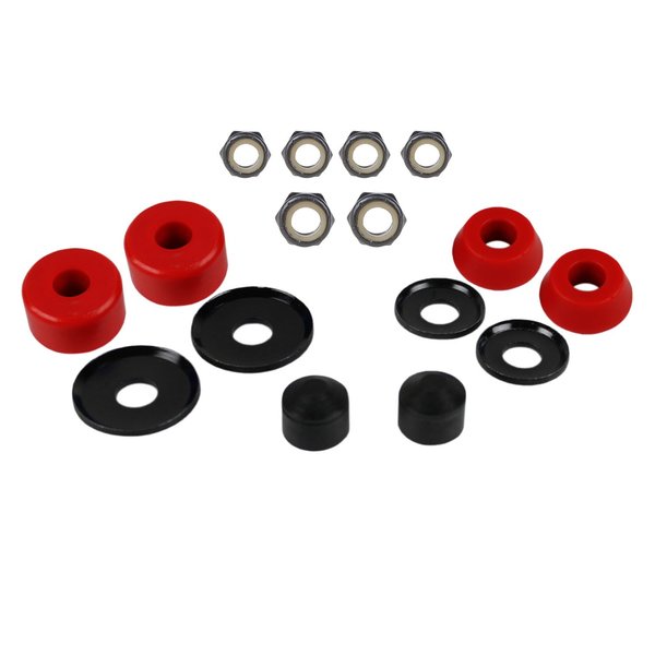 Skateboard Bushings Washers Pivot Cups Nuts Truck Rebuild Kit for 2 Trucks (red)