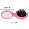 TOSAMZOO 3PCS Folding Travel Hair Brush with Mirror, Mini Comb/Wet Brushes, Compact Purse Pocket Hair Massage Combor for Women and Girls（Pink）