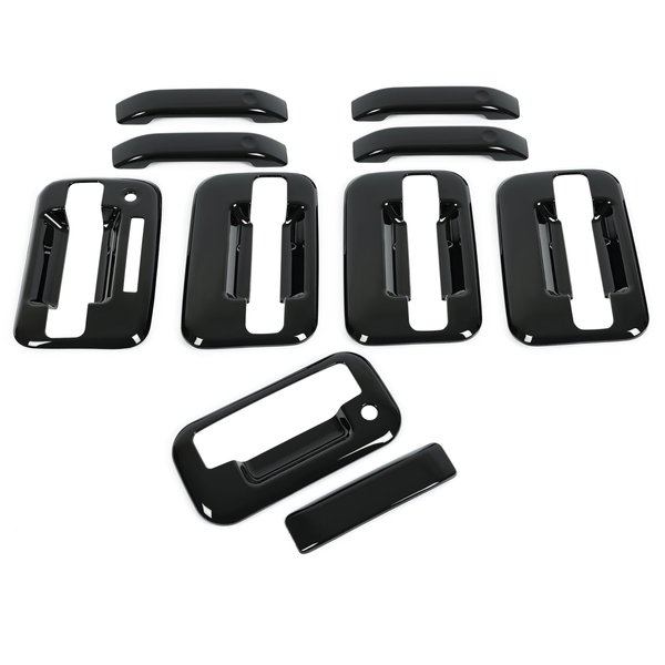 KUAFU Exterior Door & Tailgate Handle Cover Compatible with 2004-2014 Ford F-150 4DR 4 Door (with KeyPad Cutout) Stick-On Handle Covers Overlay Powder Coated Black 5Pcs