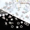 RODAKY 30PCS Star Nail Charms Silver 3D Star Charms Pink Nail Rhinestone Multi Style Nail Art Jewelry Dangle Stars Nail Decoration Y2K Bling Starlight Nail Gems Manicure Accessories for Women