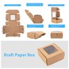 BENECREAT 30 Packs 2.5x2.5x1.2 Square Brown Kraft Paper Boxes with Clear Window for Wedding Party Favor Treats, Bakery and Jewelry, Christmas Festival Gift Packaging