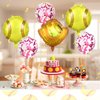 RUMIA Softball Balloons Set, 8 Pc Aluminum Foil Balloons for Girls Kids Teens Sport Themed Birthday Baby Shower Party Supplies, Round Shape, Confetti, Bells, Unisex
