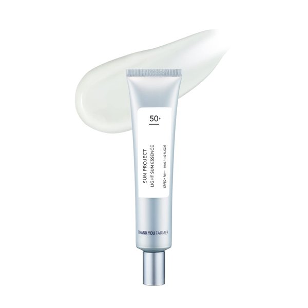 THANKYOU FARMER Sun Project Light Sun Essence 1.40 Fl Oz (40ml)- Travel Size Sunscreen, Face Sunscreen for Sensitive Skin, Korean Sunscreen for Face