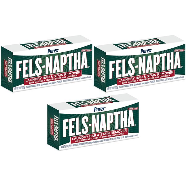 Purex Fels-Naptha Laundry Bar & Stain Remover & Pre-treater, 5 Ounce Pack of 3