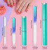 6 Pieces Glass Cuticle Pusher Nail File Set Imitated Crystal Nail Files Double Sided Glass Files with Case and Glass Cuticle Trimmer Remove Stick Manicure Tool for Nail Care (Green)