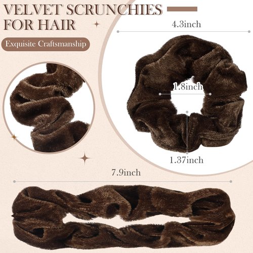Bememo 28 Pieces Velvet Scrunchies Hair Ties Elastics Scrunchy Bobbles Soft Hair Bands Ponytail Holder Hair Accessories Cute Colors Elastic Hair Bands Party Favors for Women(Neutral)