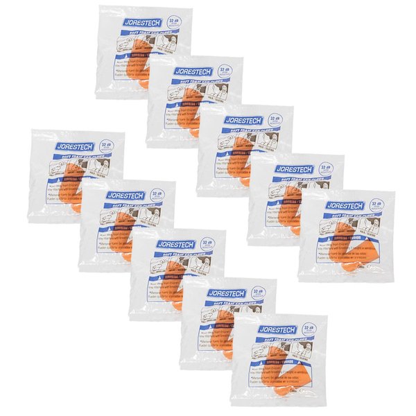 JORESTECH Safety Ultra Soft Foam Ear Plugs Orange Excellent for Noise Reduction 32dB NRR 34 dB SNR (10 Pair)
