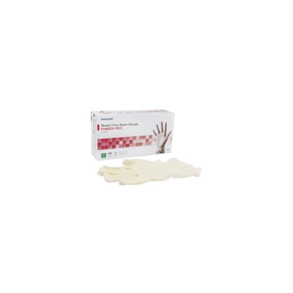 MCK Brand 48161310 Exam Glove Mckesson Nonsterile Powder Free Stretch Vinyl Smooth Ivory Medium Ambidextrous 14-816 Box of 1000