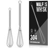 Walfos Mini Whisks Stainless Steel, Small Whisk 2 Pieces, 5in and 7in Tiny Whisk for Whisking, Beating, Blending Ingredients, Mixing Sauces