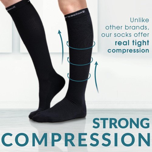 CompressionZ Compression Socks For Men & Women - 30 40 mmHG Graduated Medical Compression - Travel, Edema - Swelling in Feet & Legs - M, White