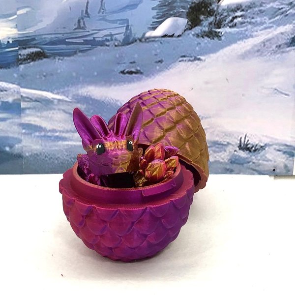 Generic 3D Printed Dragon with Dragon Egg, 12"" Articulated Dragon Tri- Color Easter Baby Dragon, Fidget ADHD Autism oy Executive Desk Toy BD001- Easter