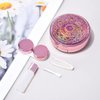 SUKPSY Colorful Glitter Contact Lens Case 5 in 1 Portable Quicksand Contact Lens Vision Care Container Kit with Mirror Tweezers Remover Tool Solution Bottle (A-Pink)