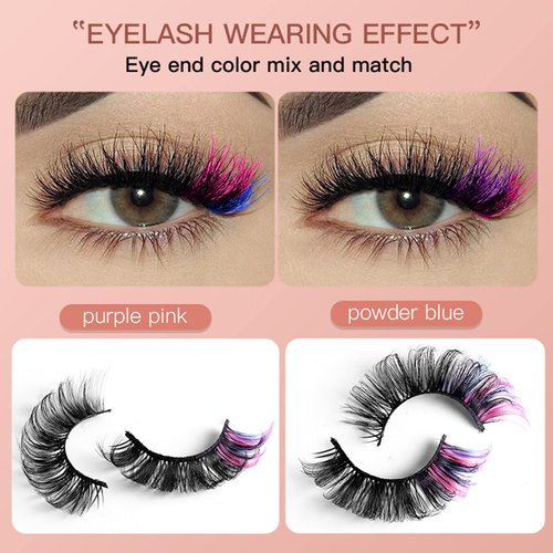 Colored Eyelashes False Eyelashes Curl Lashes With Color 16mm 7 Colors Mink Colorful Lashes Russian Strip Lashes Fake Lashes Extension Angel Wing Lashes