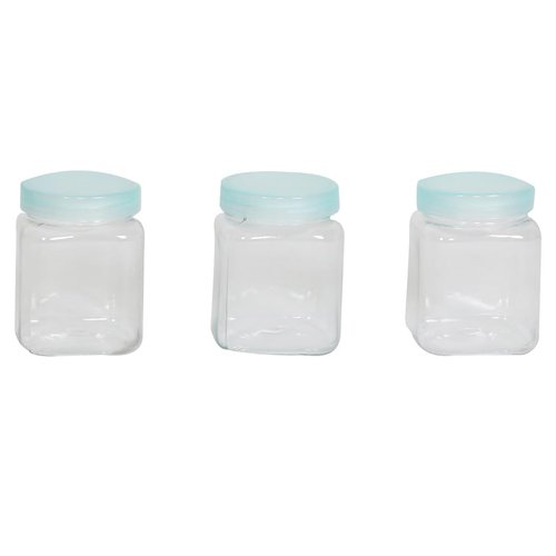 Everything Mary 6 oz Clear Plastic Jars with Lids - 3 Pack Durable BPA-Free Reusable Containers - Perfect for Craft Supplies, Beads, Spices, Hardware - Stackable Organizer for Crafters