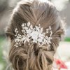 Handmade Silver Bridal Hair Comb Clip Flower Bride Wedding Bridesmaids Hair Vine Crystal Hair Accessories for Brides Headpieces