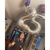 Silver 5 Balloon, Number Balloons 40 Inch, 5th Birthday Balloon Decorations, Silver and Black Party Supplies, 5 Number Balloons, Number 5 Balloon