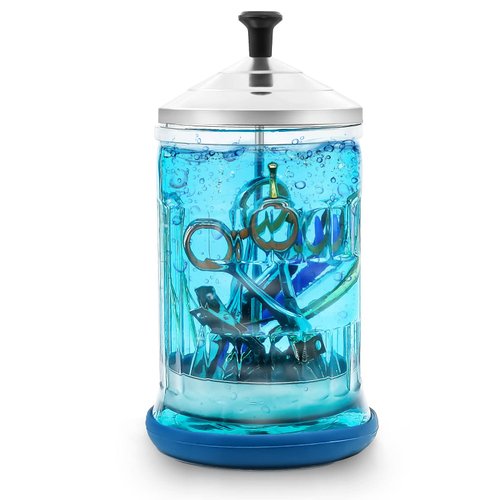 Keedolla 25 Oz Glass Disinfectant Soaking Jar with Removable Basket, Barber Disinfectant Jar Glass Disinfecting Container for Barber Supplies, Spa and Nail Tools
