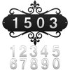House Address Plaques Metal Address Sign Mailbox Number Personalized Address Signs for House Home Hotel Office Garden Decorative Wall Plaque (Delicate Style)