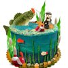 24PCS Gone Fishing Cake Topper Fisherman Fish Cake Decoration for Catching the Big One Birthday Theme Party Supplies