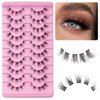 outopen 10 Pairs Cluster Lashes Natural Look Manga Lash Clusters C Curl Wispy Individual Eyelashes Cat Eye Lashes DIY Eyelash Extensions(B01-TM25)