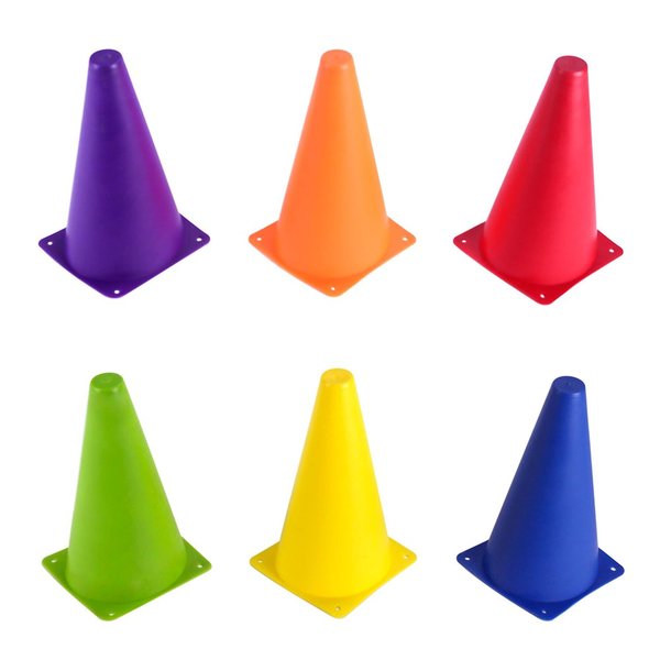 Crown Sporting Goods Set of 6-9" Sport Fitness Training Cones in Multi Colored Vinyl