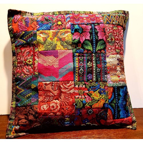 Colorful Embroidered Guatemalan Throw Pillow Cover