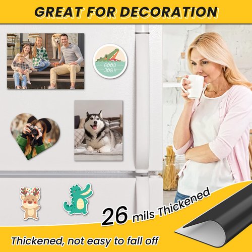 WUDIME Magnetic Sheets with Adhesive Backing, 8" x 10", 6 Pack Flexible Strong Magnet Sheets, Fridge Magnet DIY, Cuttable Magnets Paper Sheets, Peel and Stick Magnets for Photos, Crafts Die Storage